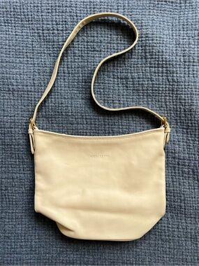 Medallion Cream 100% Leather Crossbody Bucket Bag